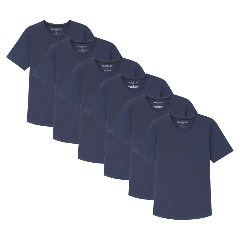 Organic V-Neck T-Shirt 6 Pack (Slim Fit) / Navy