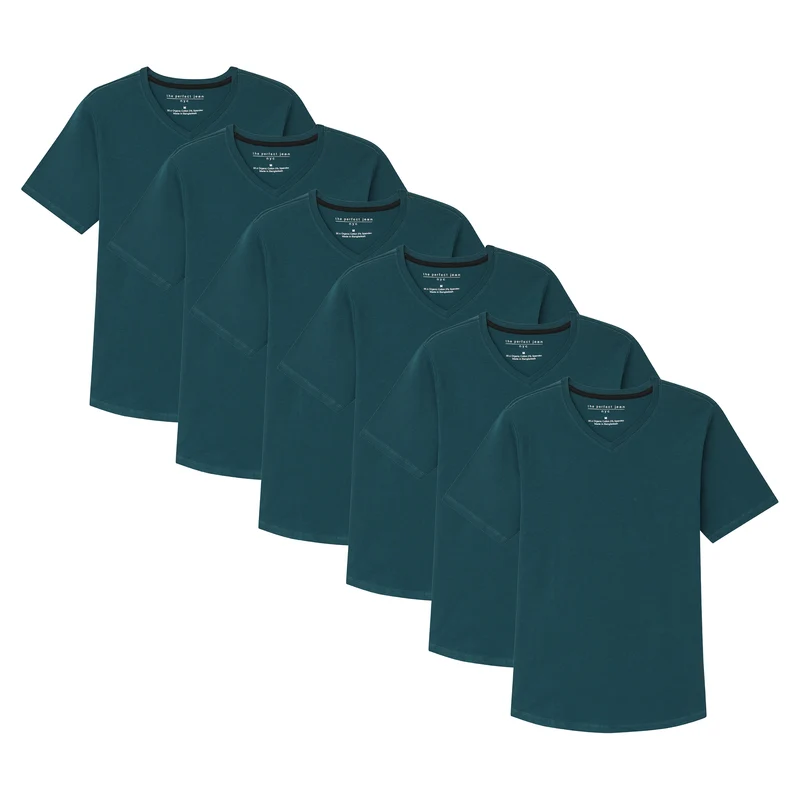 Organic V-Neck T-Shirt 6 Pack (Slim Fit) / Teal