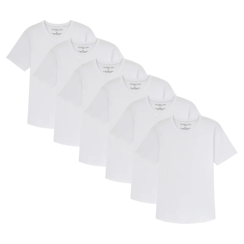 Organic V-Neck T-Shirt 6 Pack (Slim Fit) / White