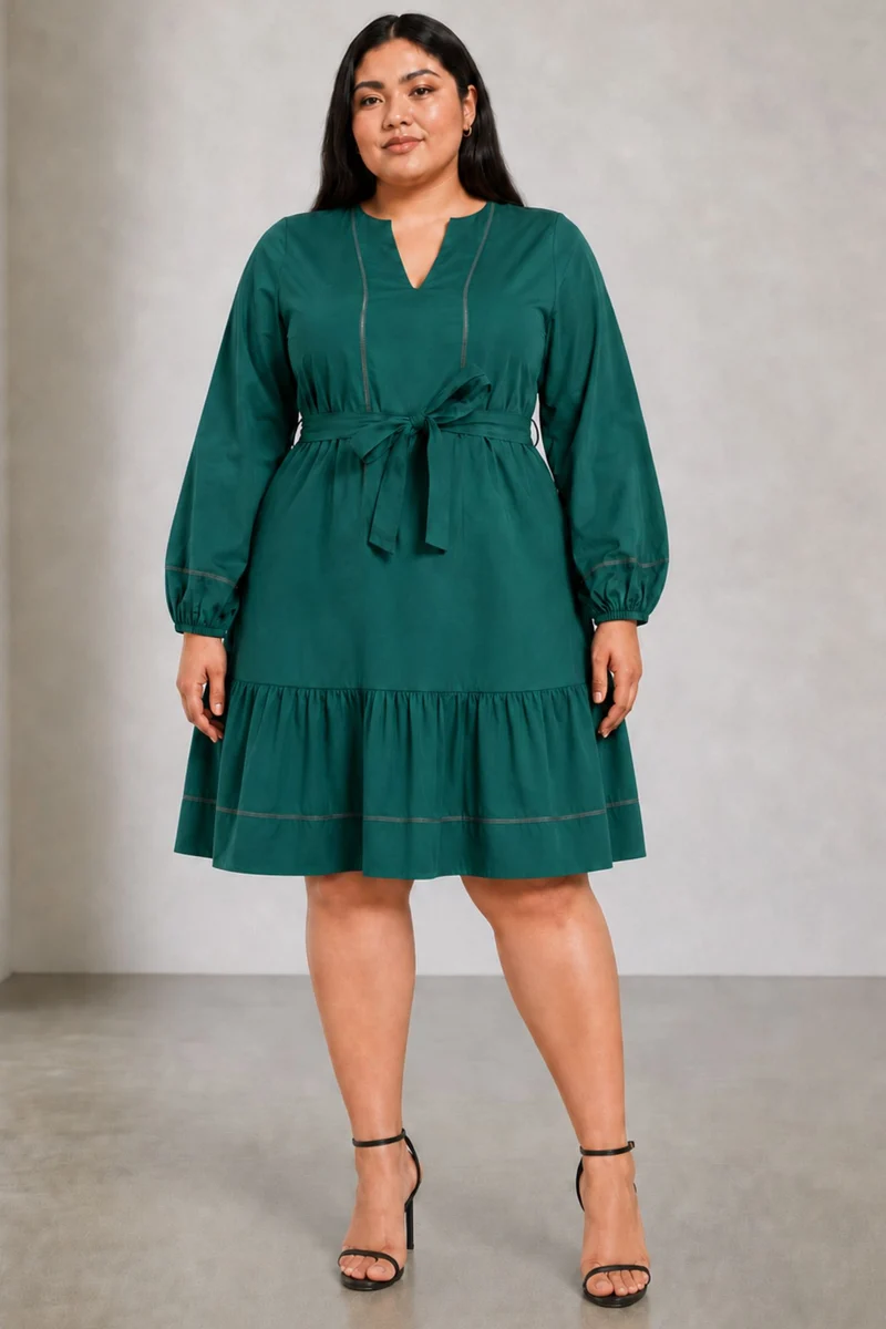 Avelli|Cotton Puff Sleeves Mini Dress