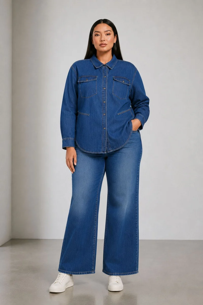 Nimaya|100% Cotton Denim Shirt With Slit Design