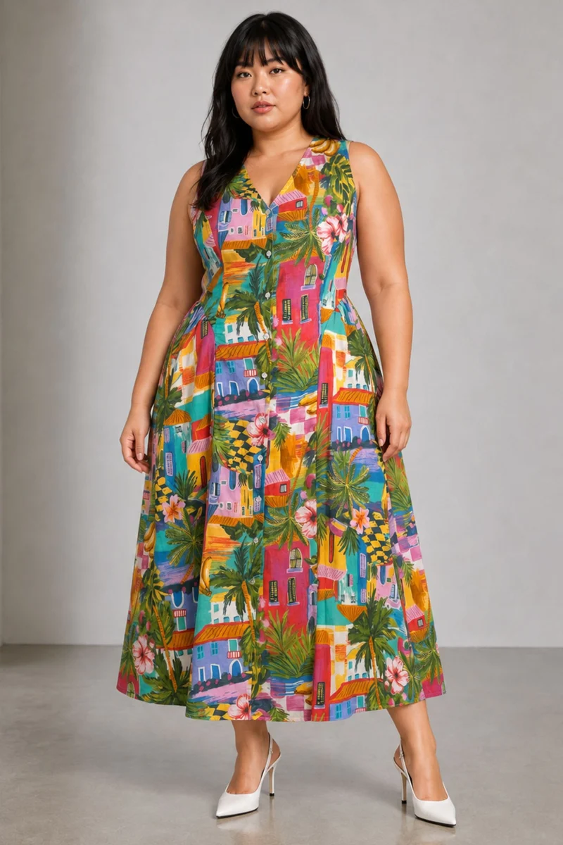 Maro|Cotton Vneck Maxi Shirt Dress