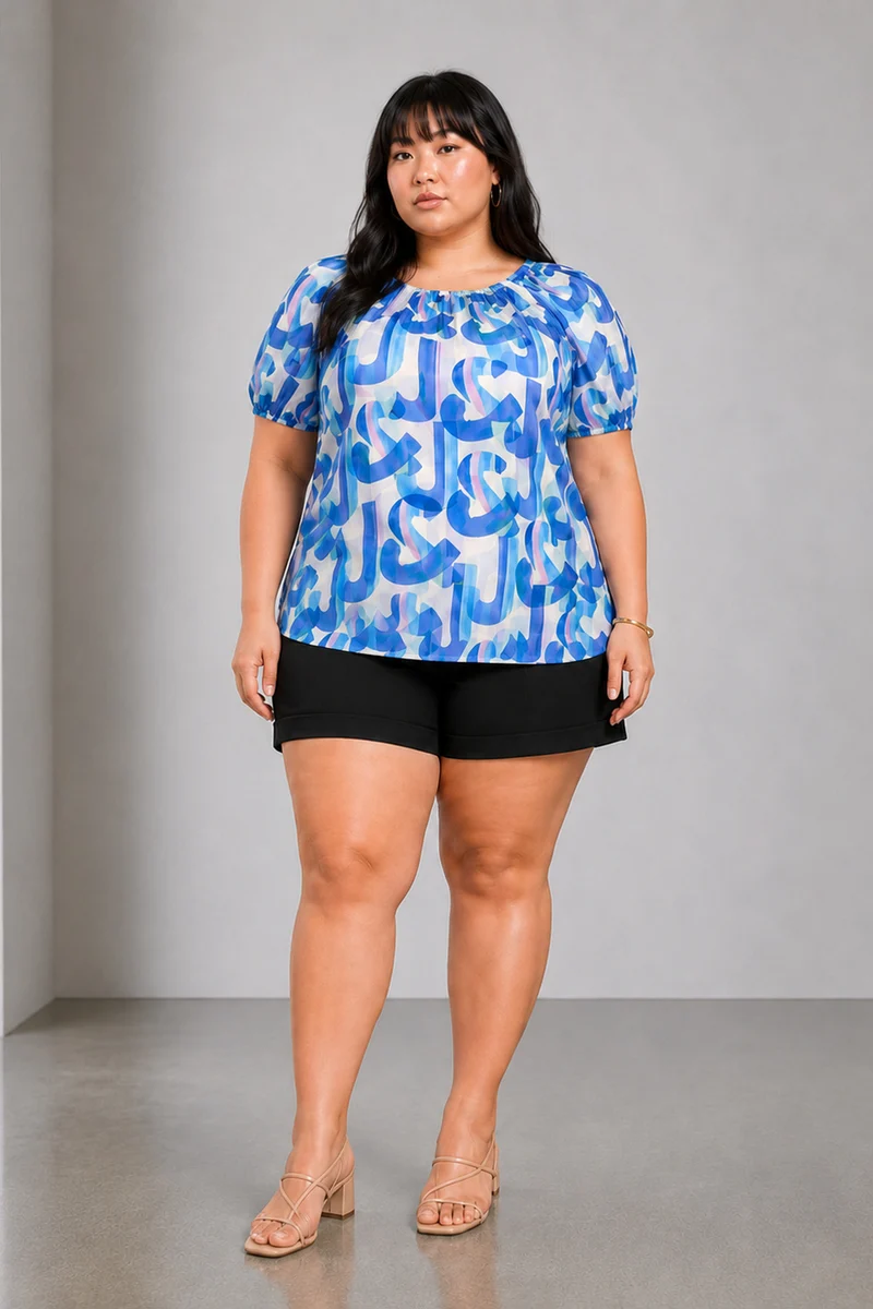 Atria|Cotton Elasticated Scoop Neck Top