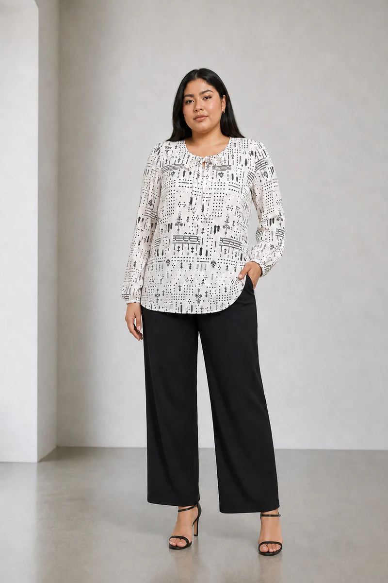 Calvia|Viscose Tie Front Relaxed Fit Top