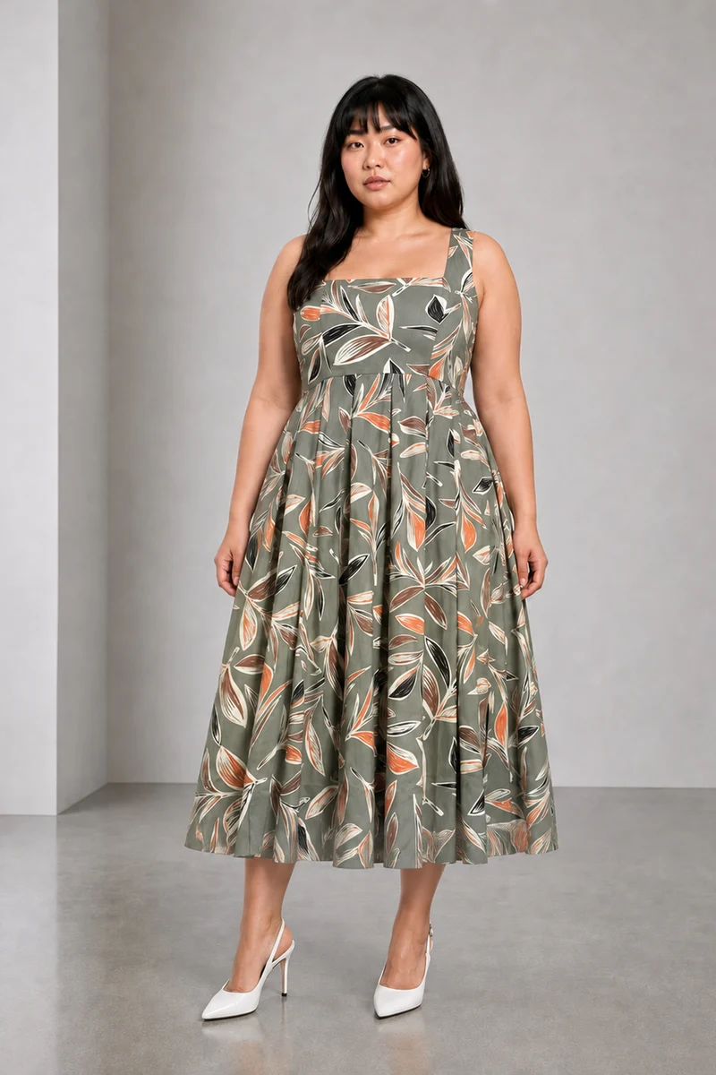 Bellan|Cotton Fit And Flare Maxi Dress
