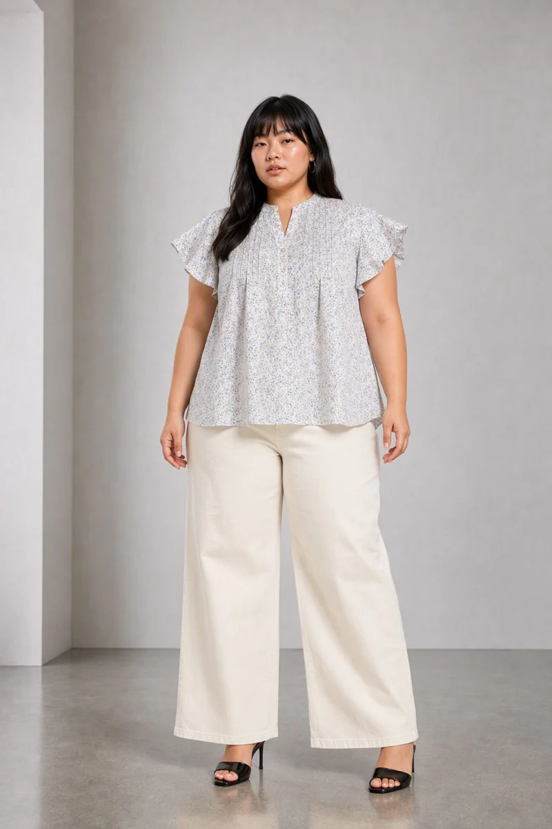 Pintor|Cotton Relaxed Fit Pintuck Top