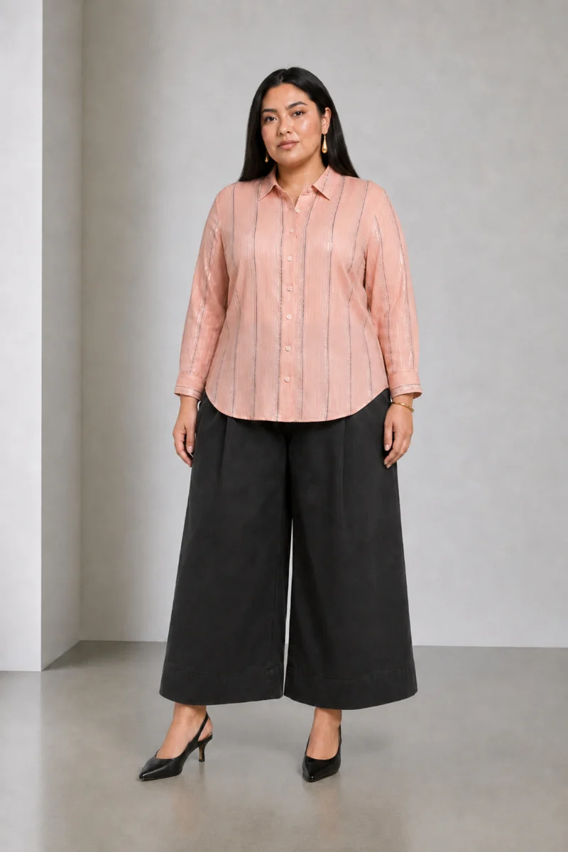 Nerin|Cotton Striped High Low Shirt
