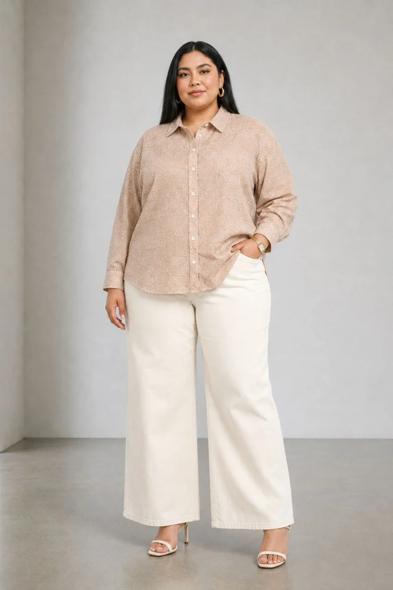 Tovan|Cotton Relaxed Fit Button Down Shirt