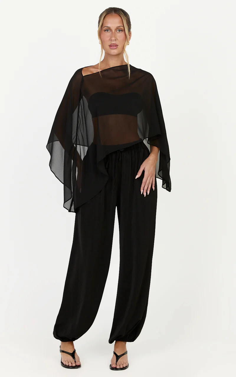 Valerie Pants - Elasticated Waist Balloon Leg Pants in Black