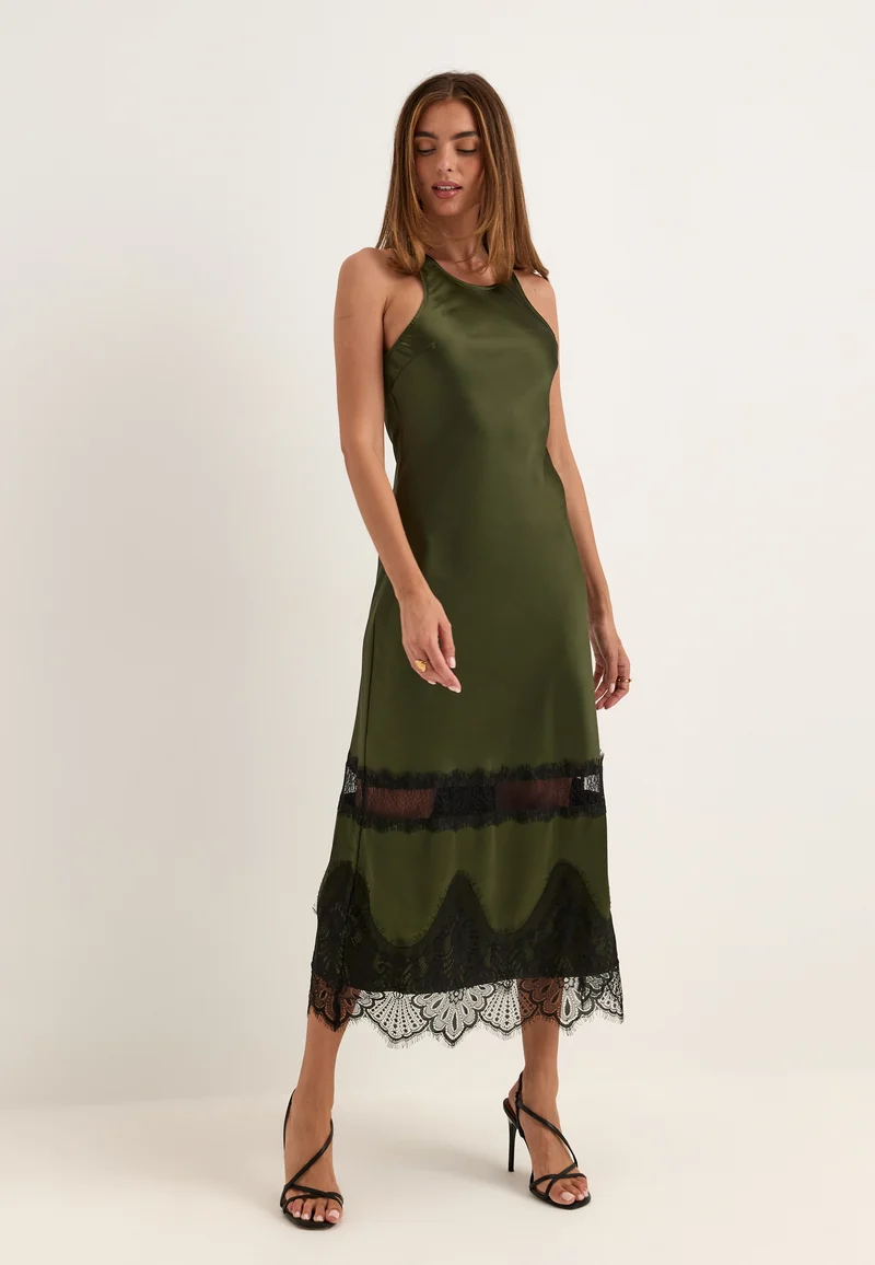 Onlindona S/L Long Lace Satin Dress