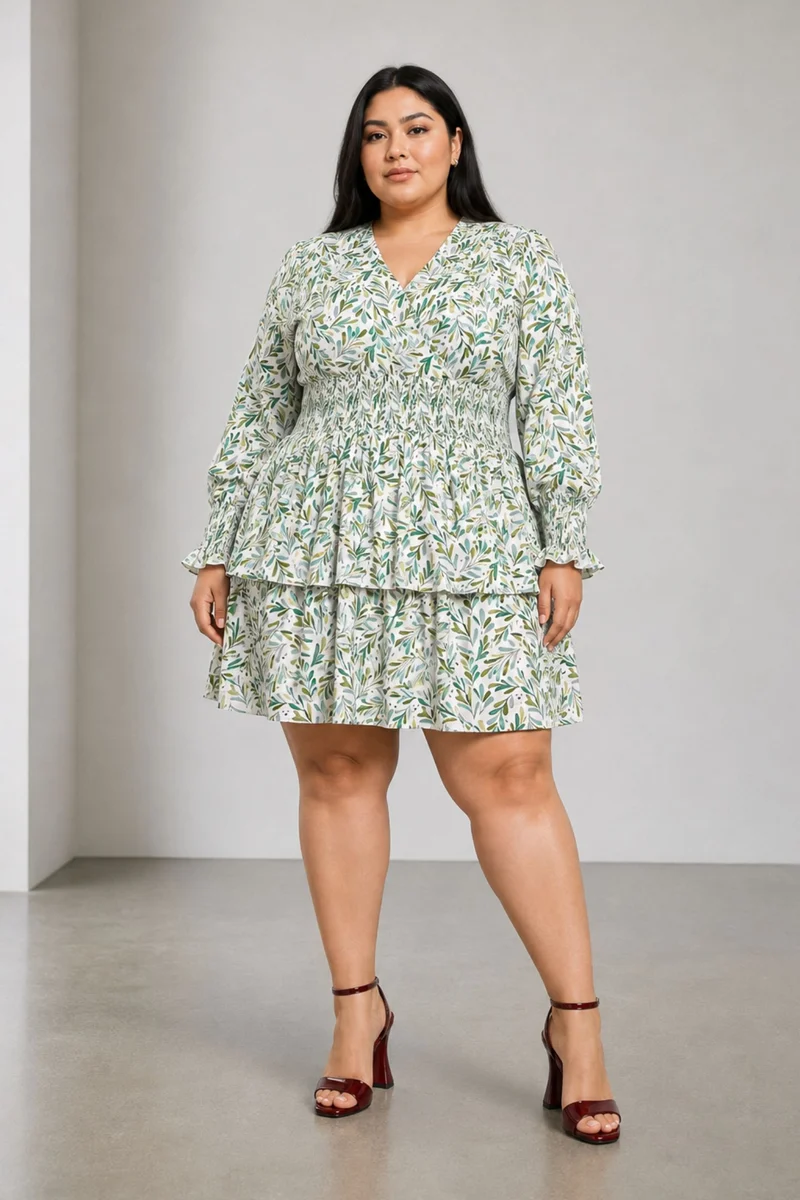 Brise|Viscose Smocked Waist Mini Dress
