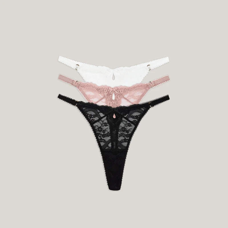 Lace Stringtrosor (3-pack) - Neutral