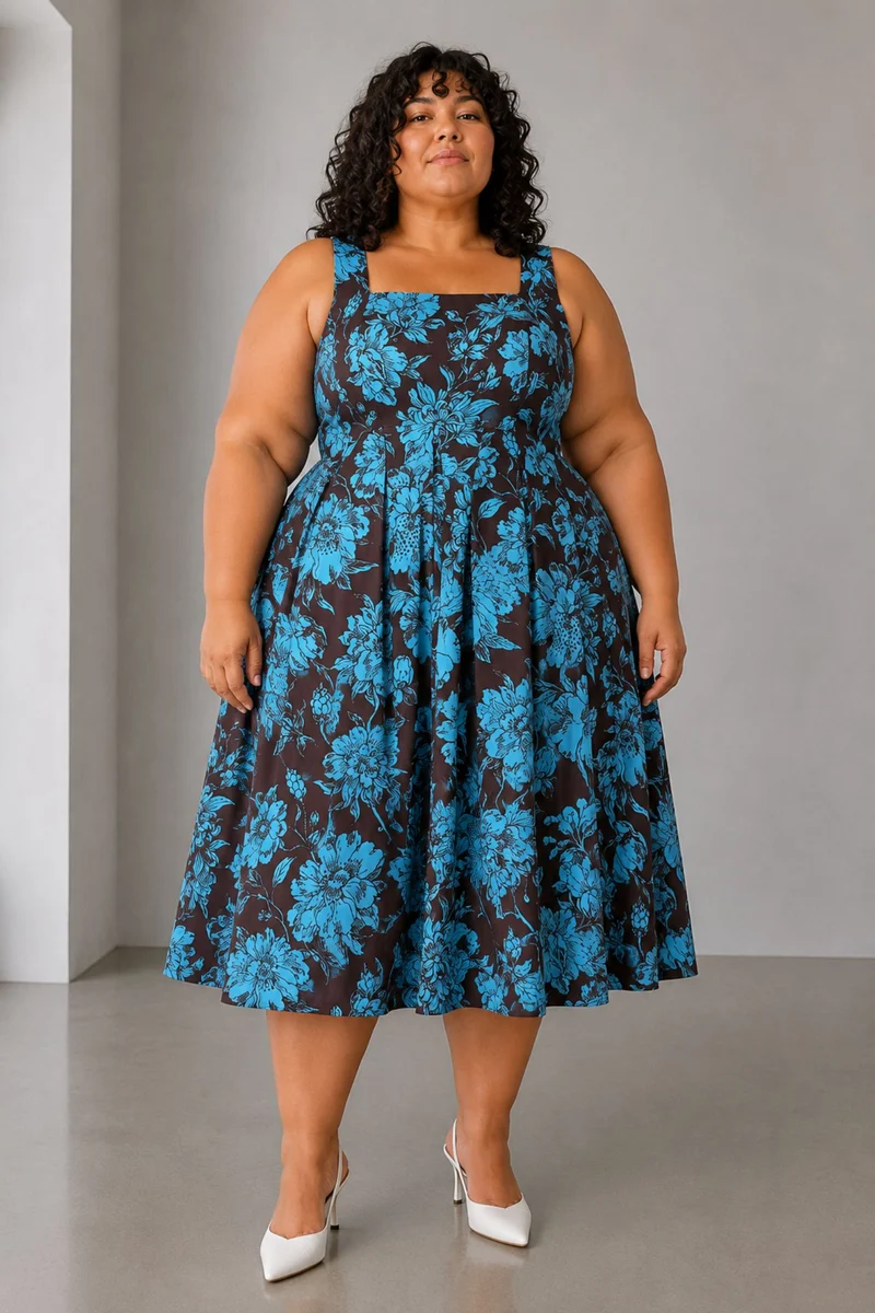 Elio|Cotton Fit And Flare Maxi Dress
