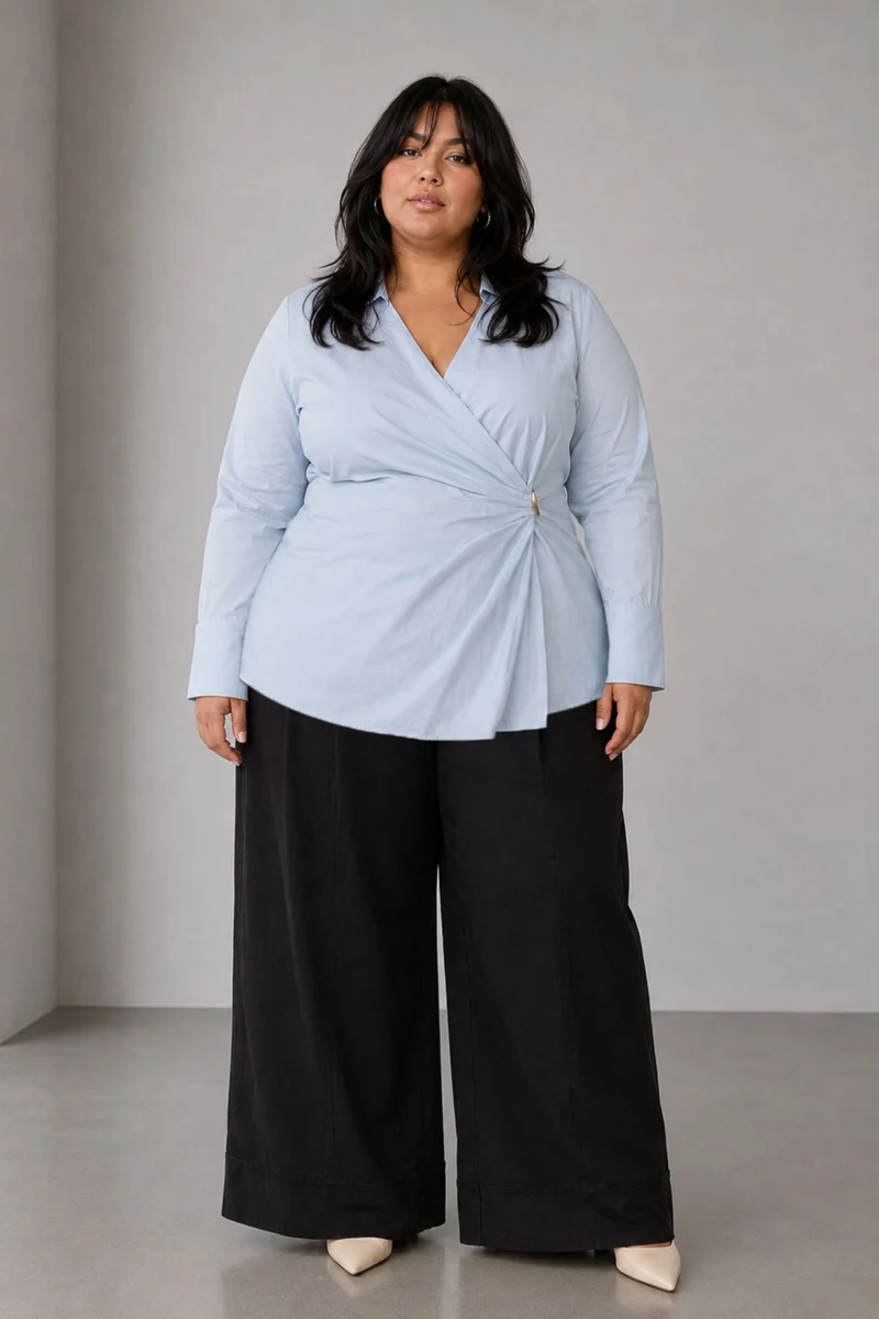 Cael|Tailored Wrap Shirt With Statement Cuffs