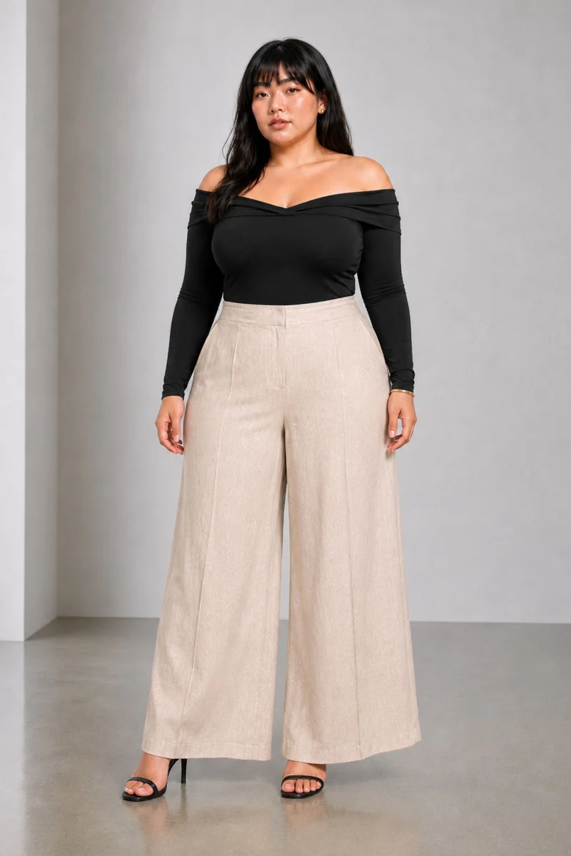 Avina|Cotton Slub Wide Leg Pant