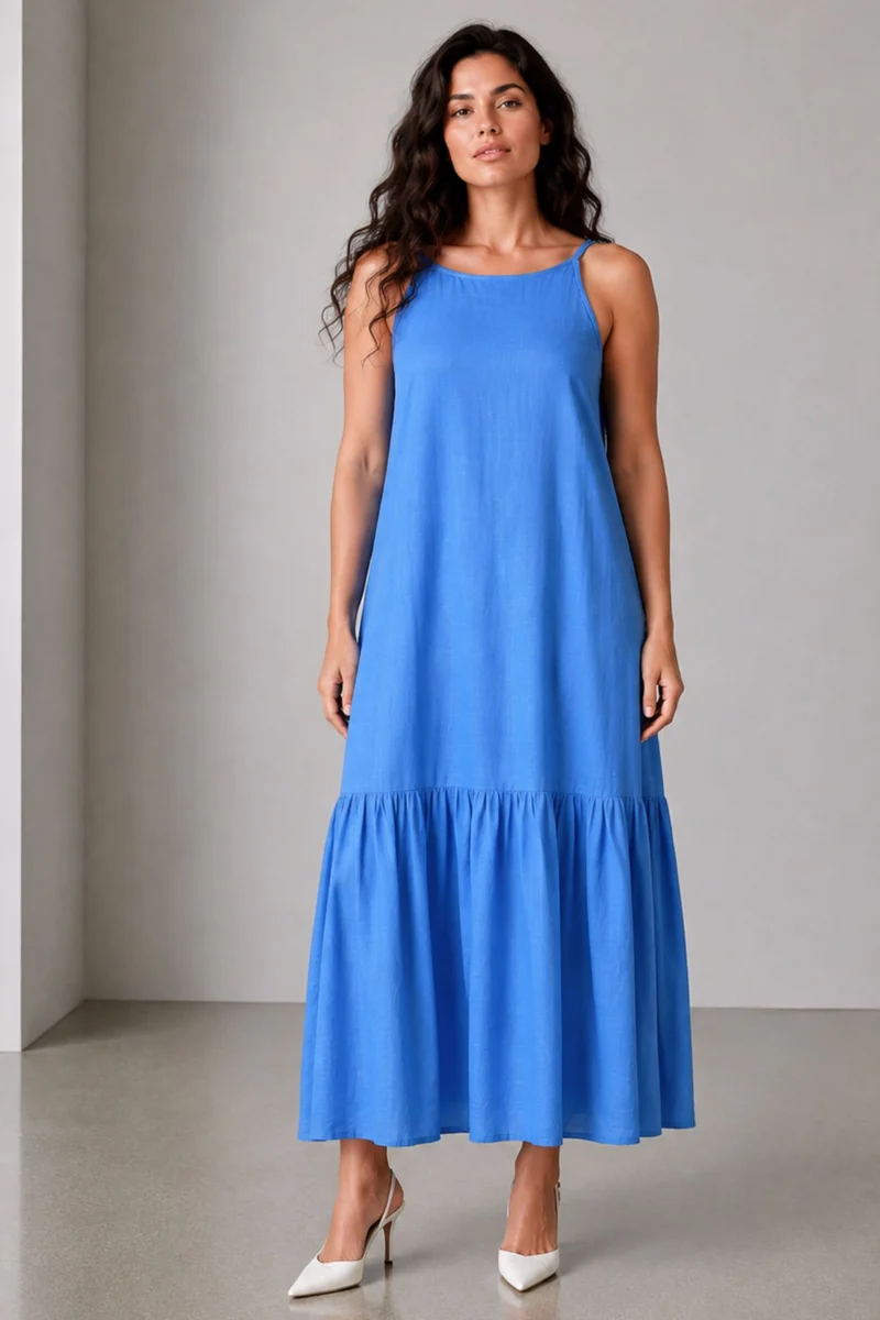 Breeze|Viscose Strappy Tiered Maxi Dress