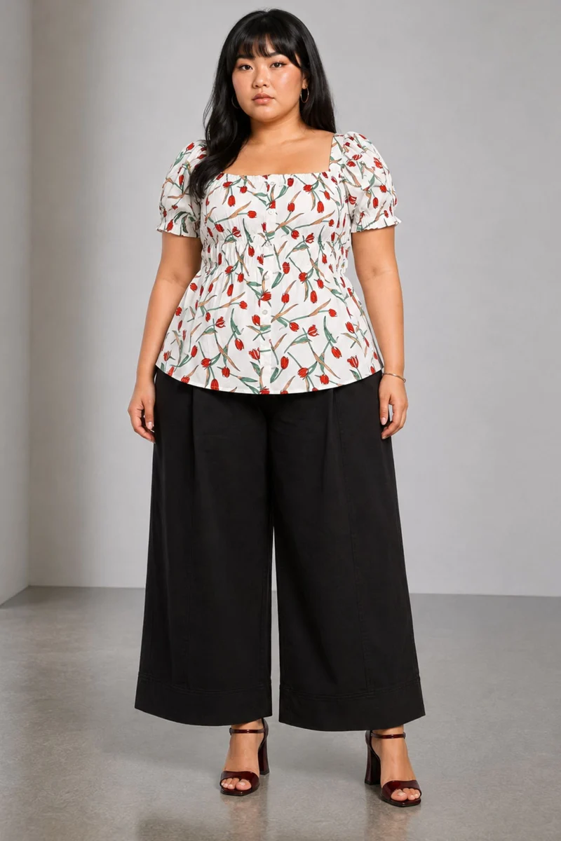 Calira|Viscose Elasticated Peplum Top