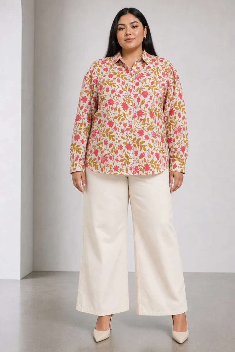 Petal|Cotton Relaxed Fit Button Down Shirt