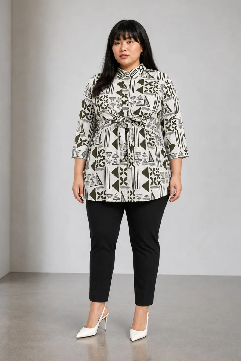 Arwen|Cotton Shirt With Tieup Panel