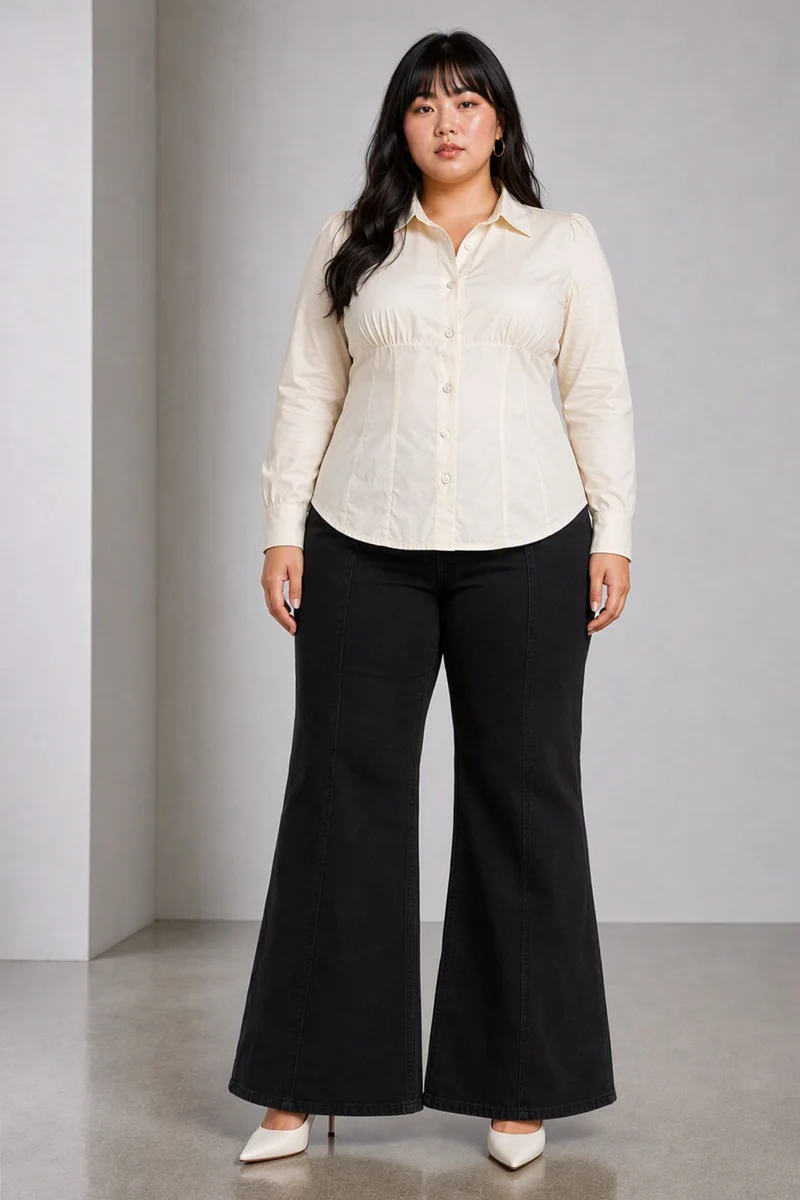 Wrena|Cotton Tailored Waist Cinch Shirt
