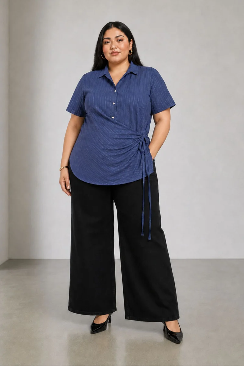 Luma|Cotton Tie Front Wrap Shirt