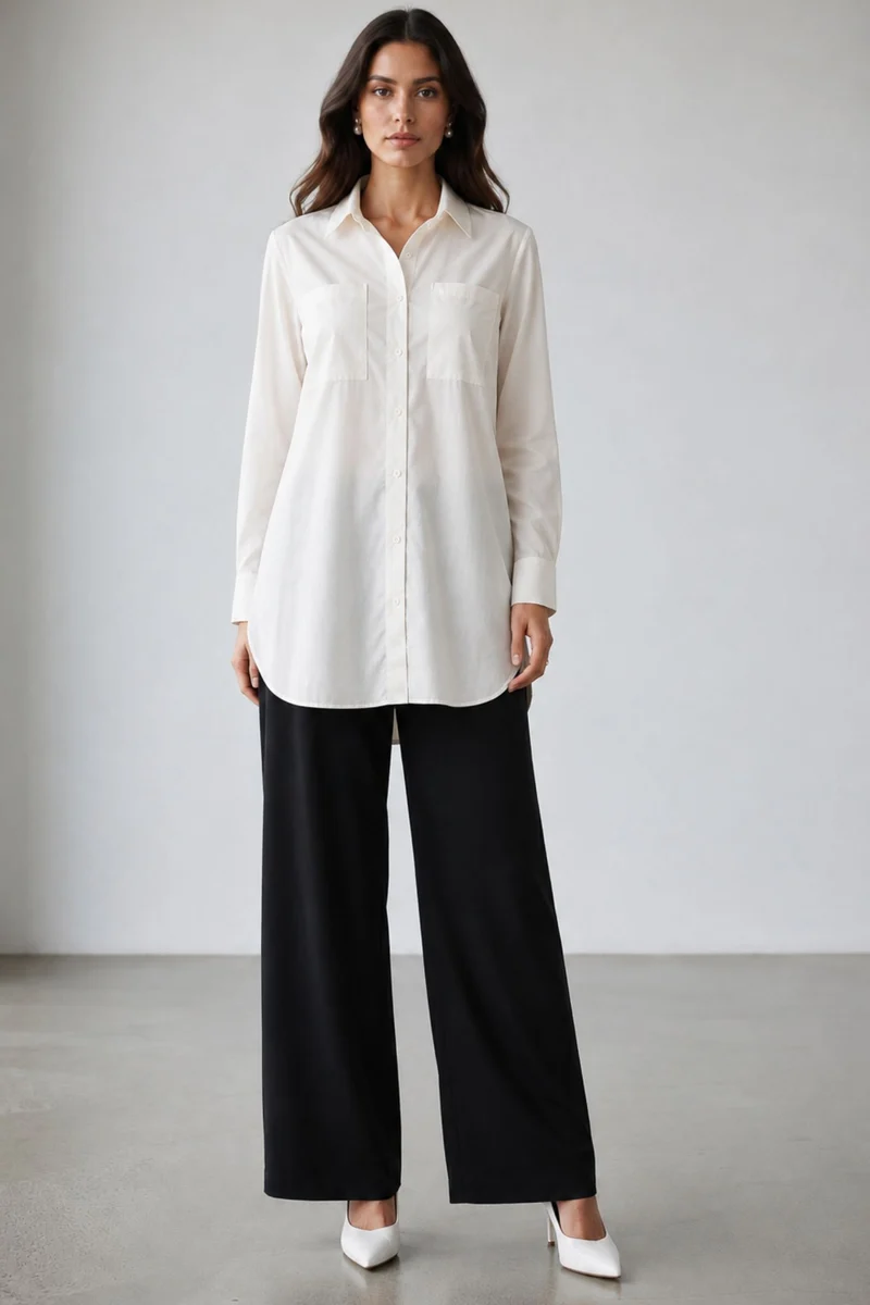 Savio|Relaxed Cotton Linen Longline Shirt