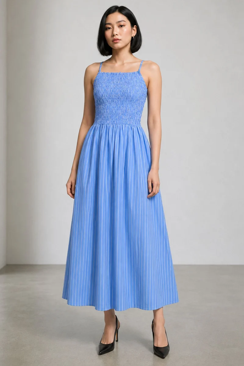 Avora|Cotton Smocked Maxi Dress