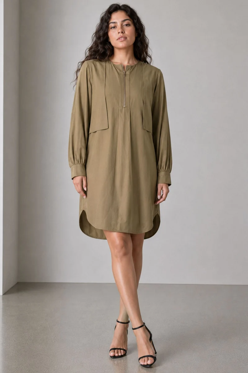 Maren|Cotton Overlay Detail Aline Midi Dress