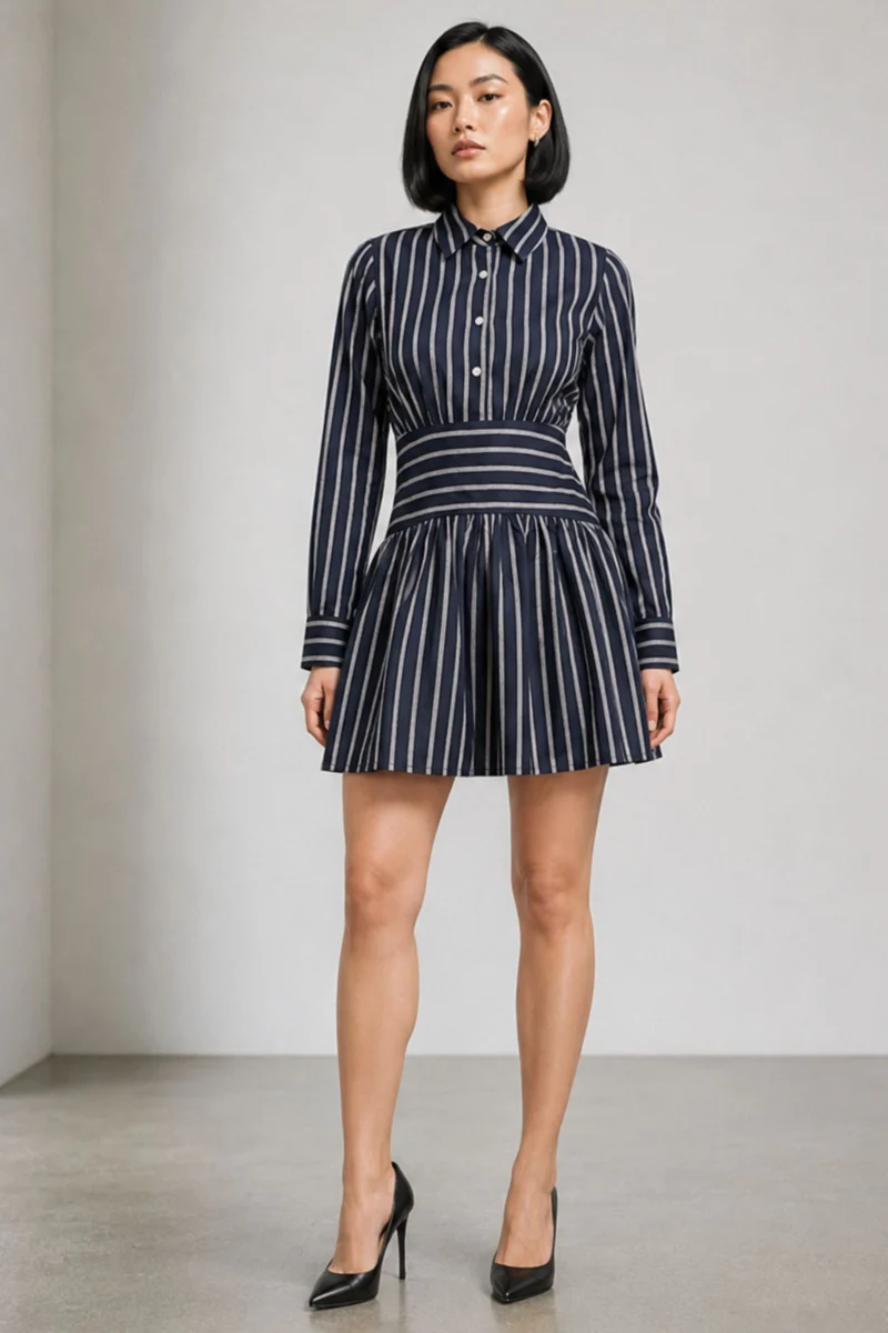 Calix|Cotton Waist Yoke Detail Mini Dress