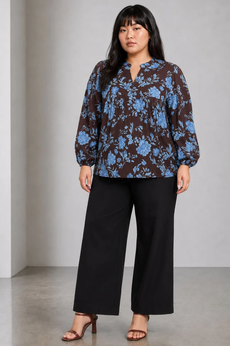 Vala|Cotton Gather Front Relaxed Fit Top
