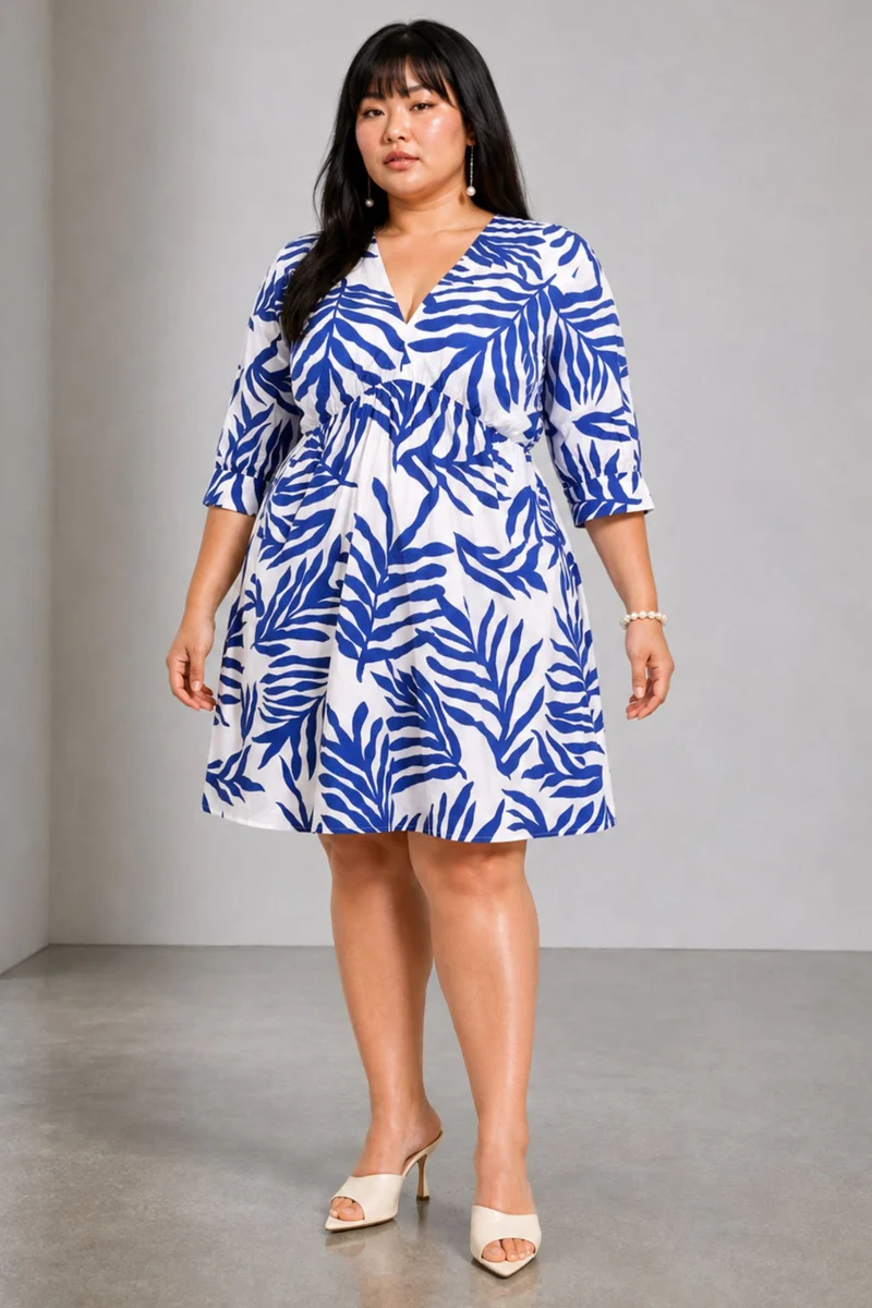 Junia|Cotton V Neck Mini Dress