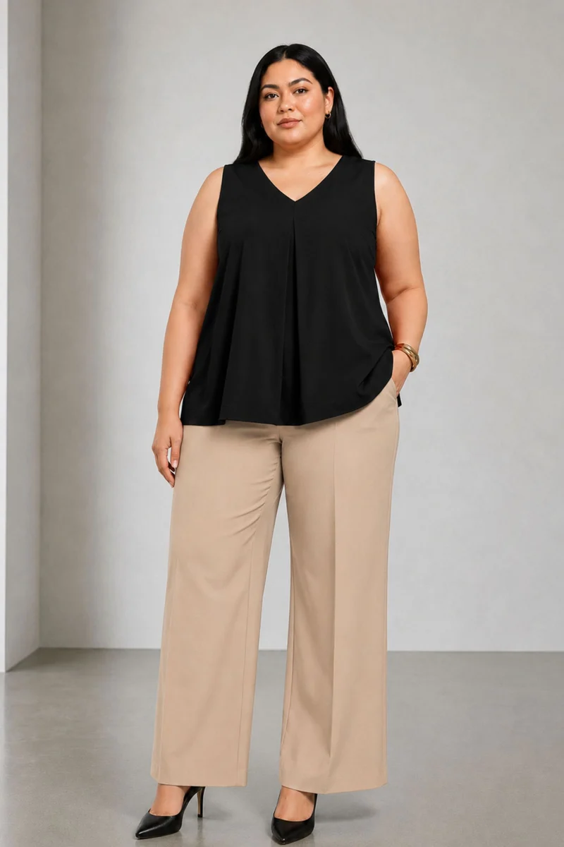 Mirea|Cotton V Neck Flared Top