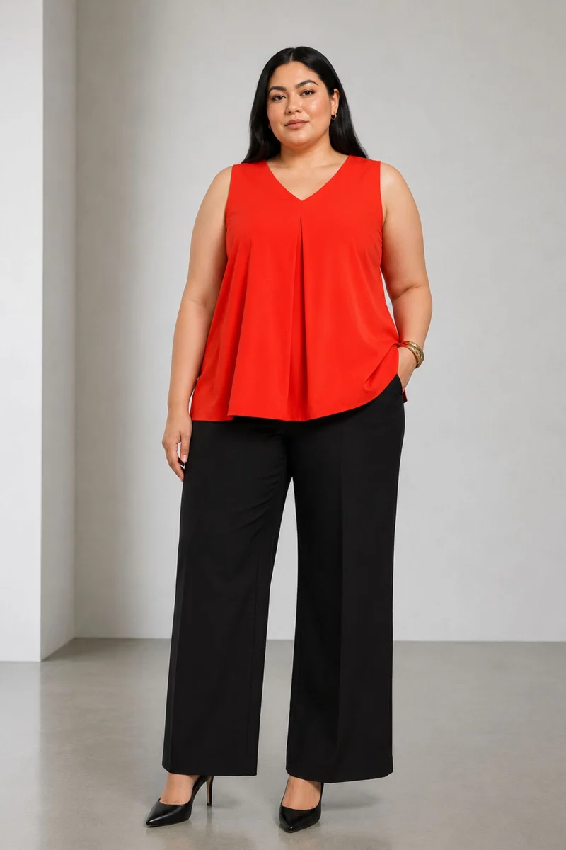 Fleura|Cotton V Neck Flared Top