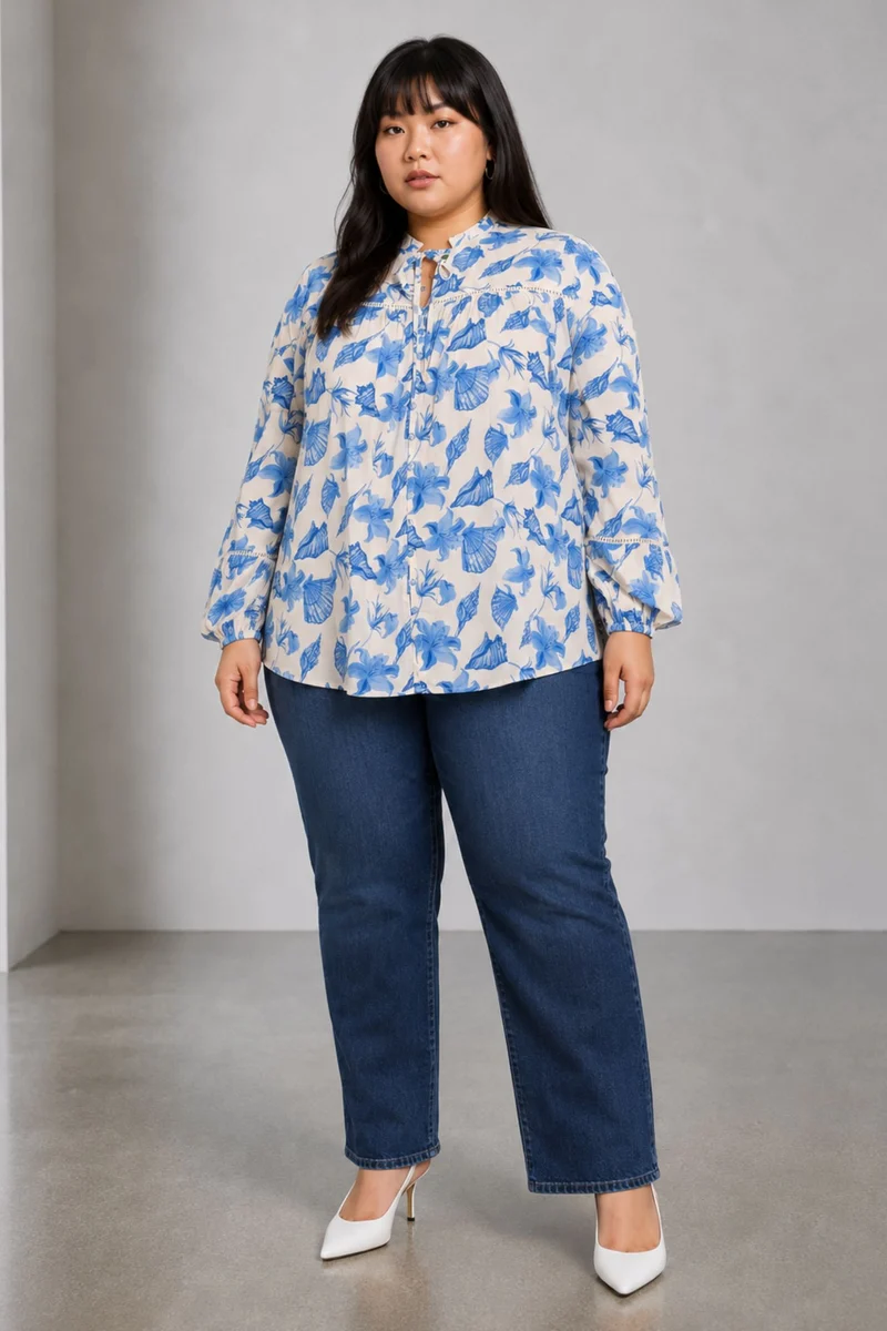 Vaila|Viscose Top With Lace Insert