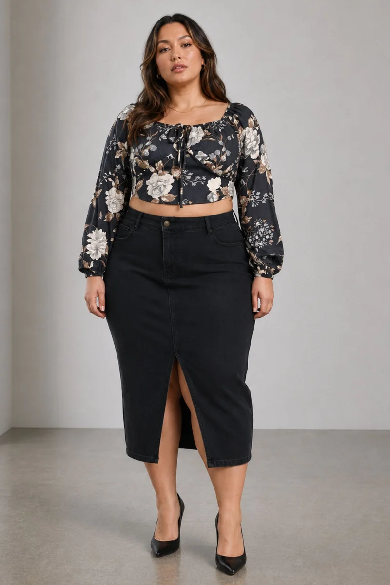 Eiris|Cotton Crop Puff Sleeve Top