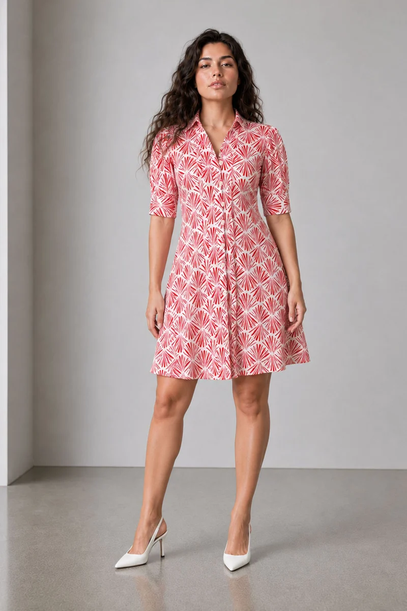 Mavri|Cotton Shirt Collar Mini Dress