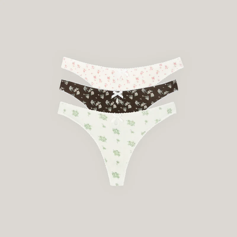 Pointelle Stringtrosor (3-pack) - Neutral Print