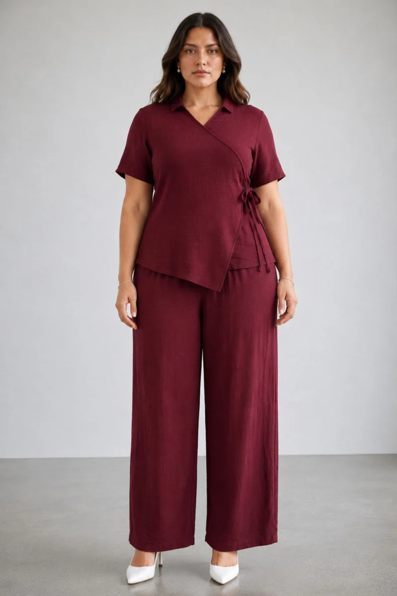 Vaelora|Viscose Wrap Style Coord Set
