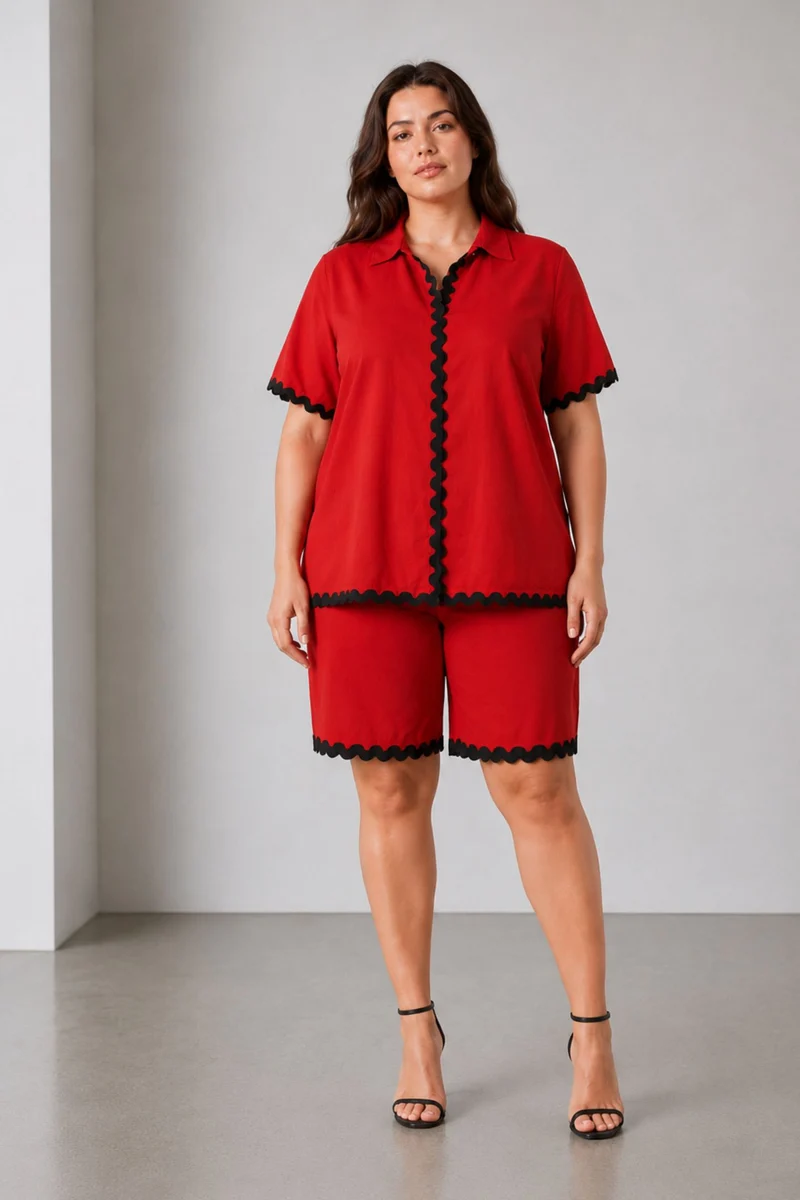 Ravella|Viscose Contrast Lace Coord Set