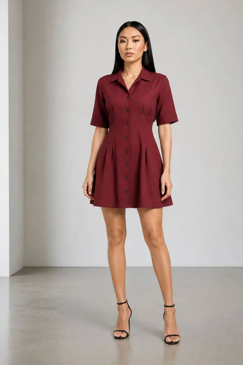 Mareva|Cotton Mini Utility Shirt Dress