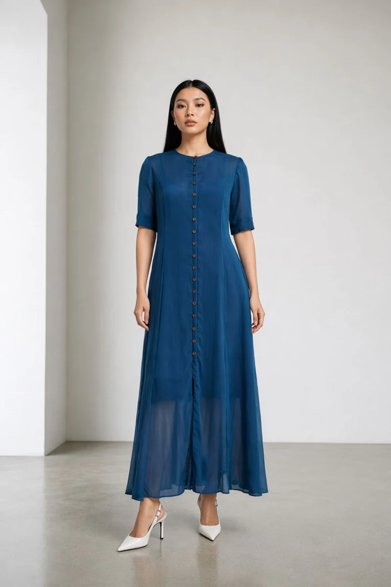 Casmira|100% Viscose Sheer Maxi Dress
