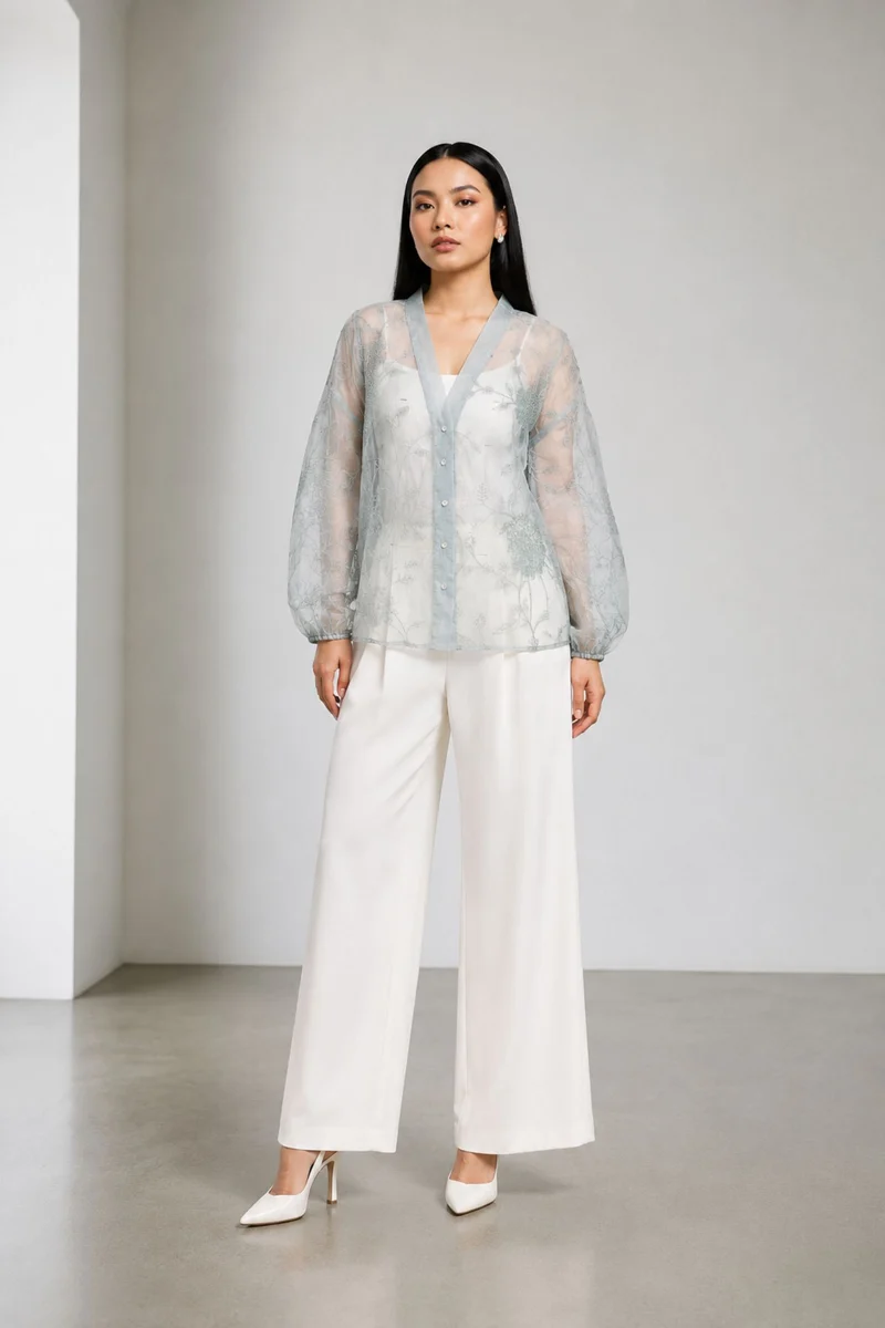 Verada|Embroidered Sheer Shirt