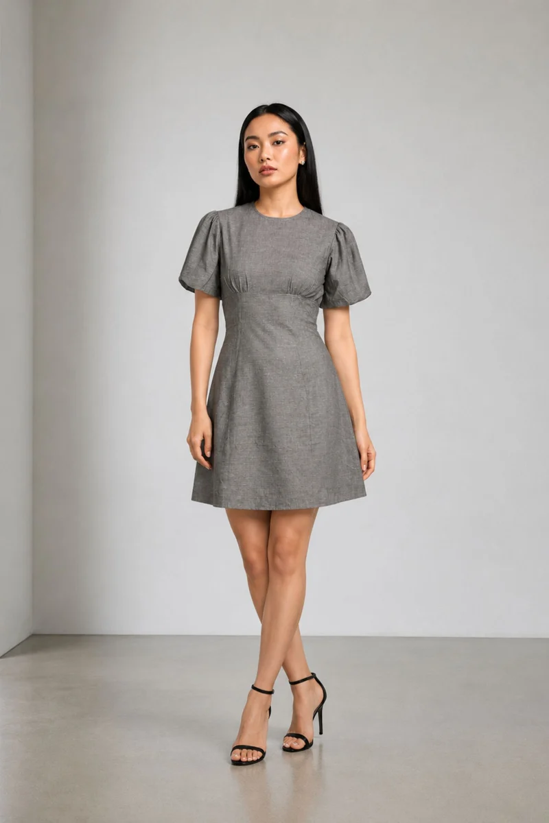 Greyla|Cotton Broad Waist Yoke Mini Dress