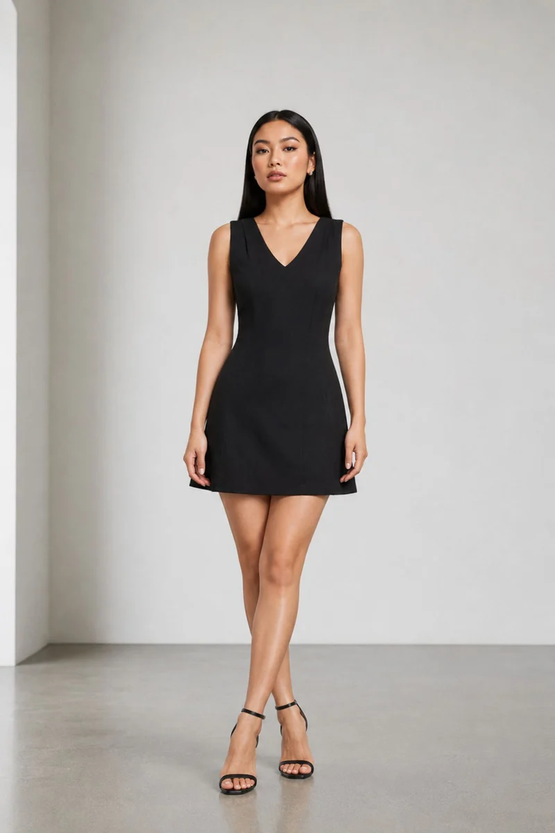 Veloriya|Cotton Panelled Vneck Mini Dress