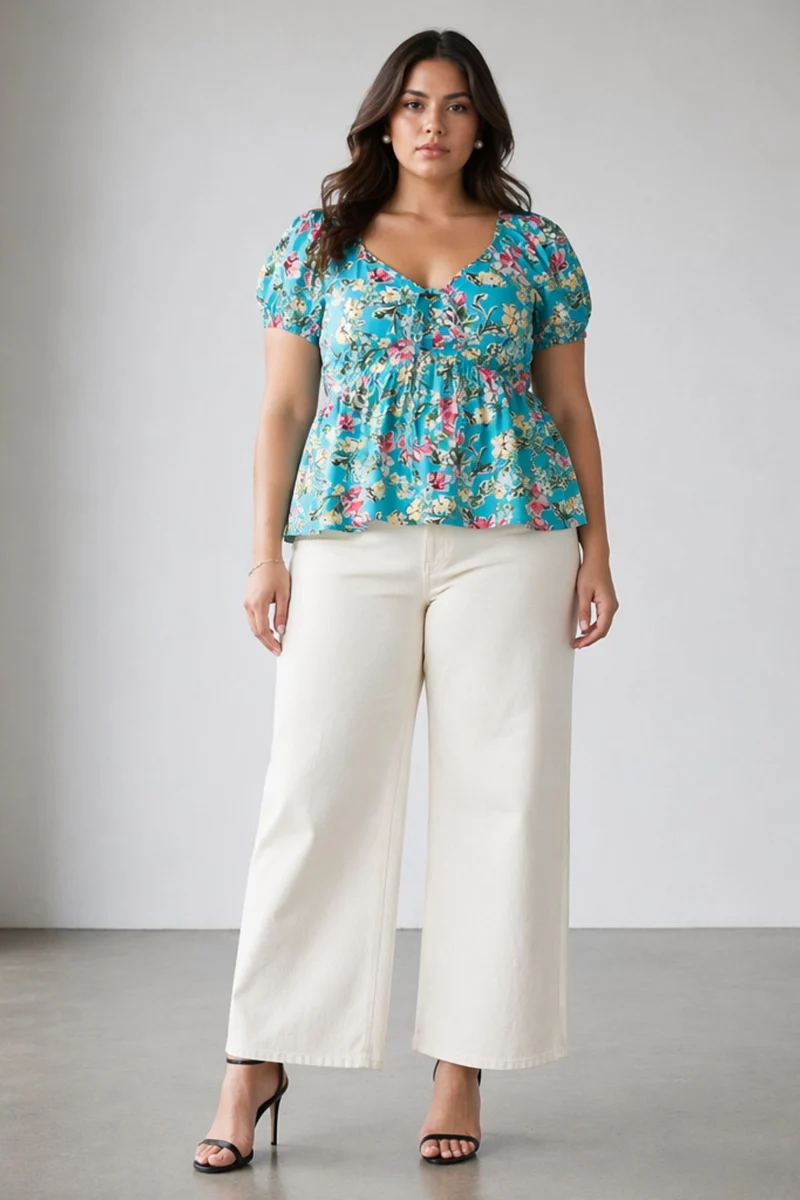 Tamina|Viscose Peplum Top With Tieup