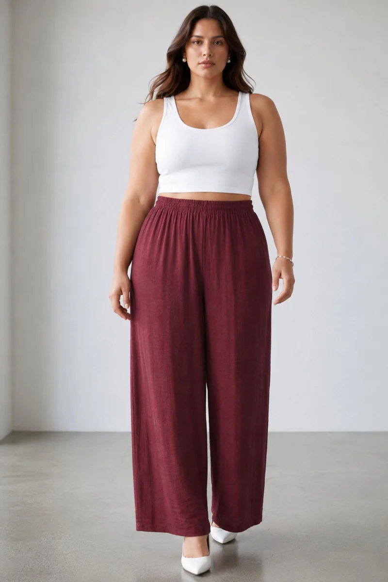 Mariva|Viscose High Waist Wide Leg Trousers