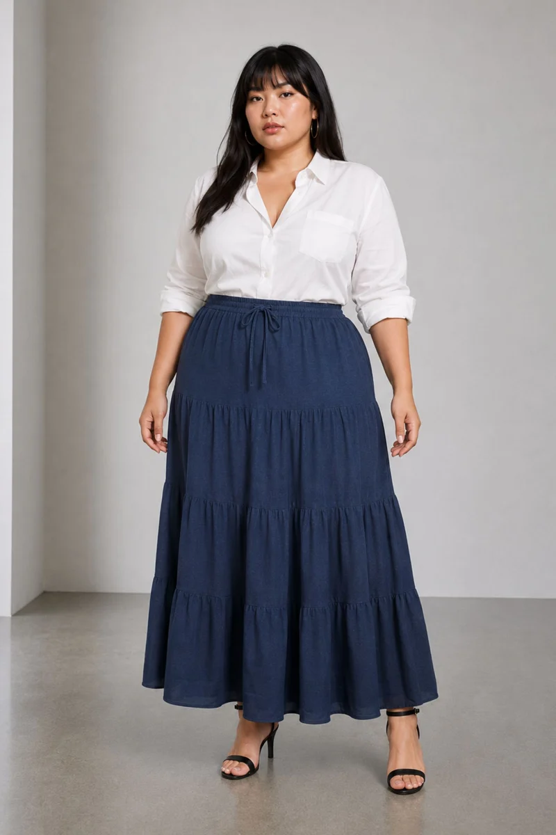 Charlotie|Viscose Tiered Maxi Skirt