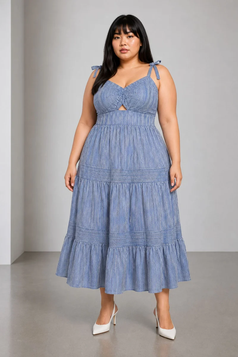 Emmi|Cotton Striped Fit And Flare Dress