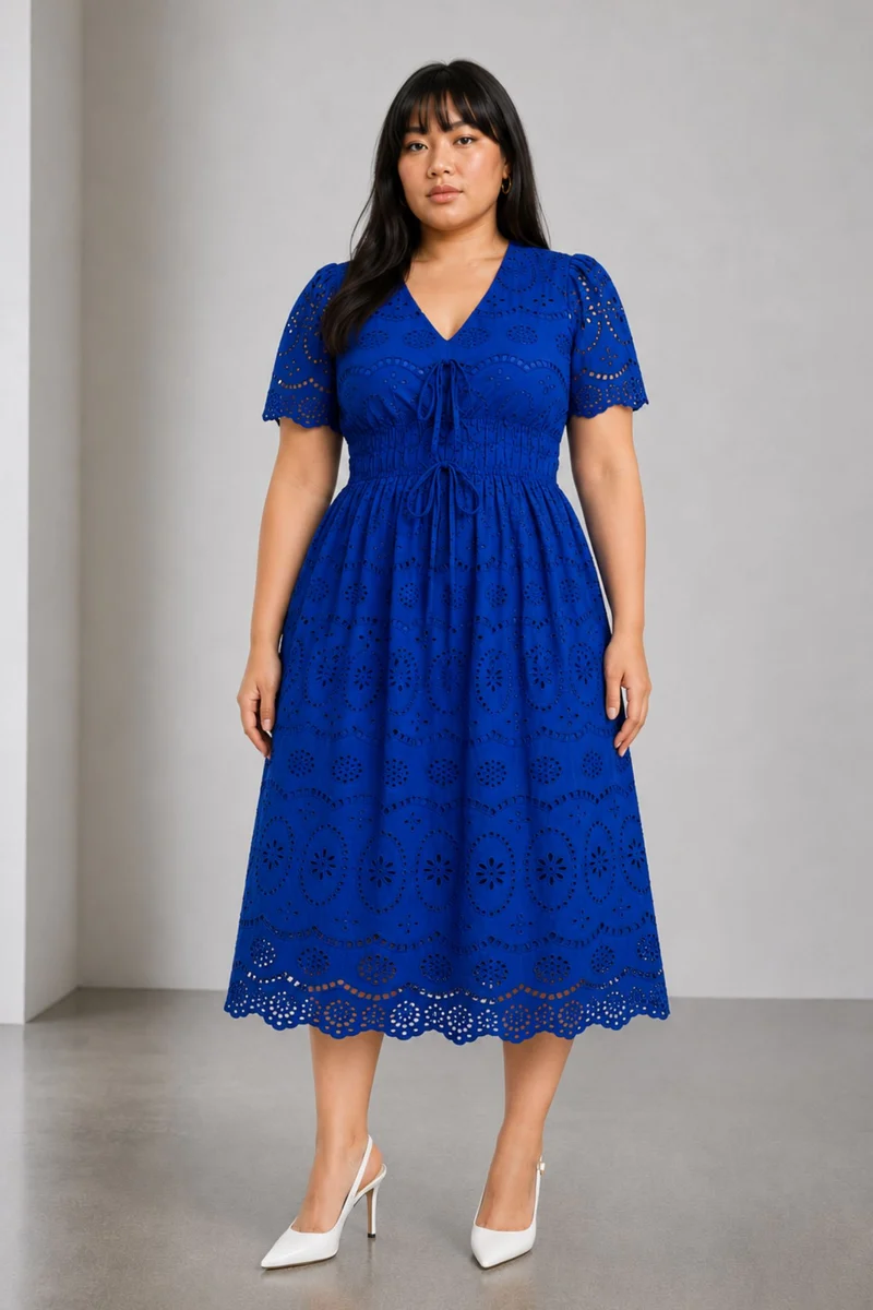 Aurorina|Cotton Schiffli Maxi Dress