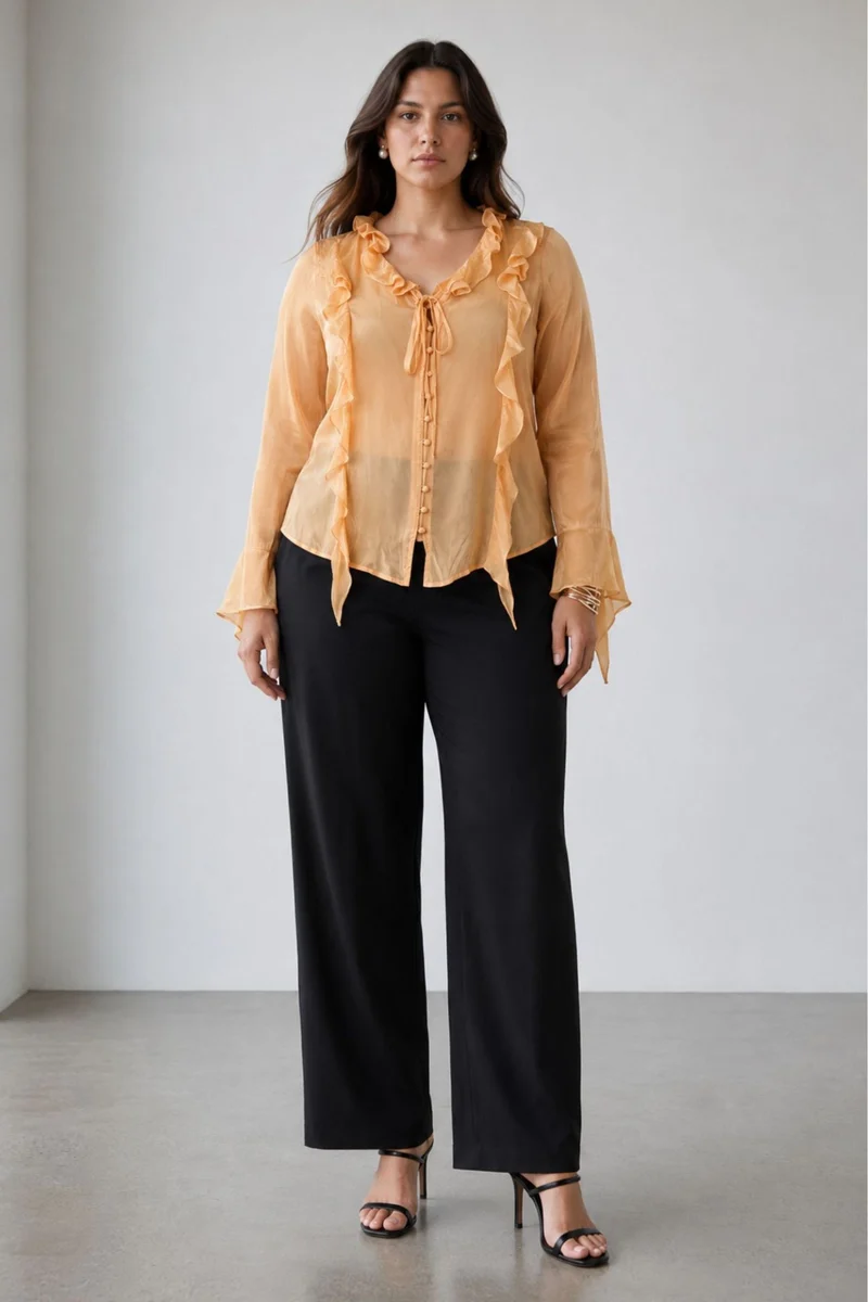 Celesse|100% Viscose Top With Ruffle Detail